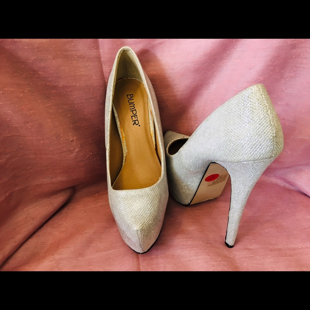 Silver glittery high heels